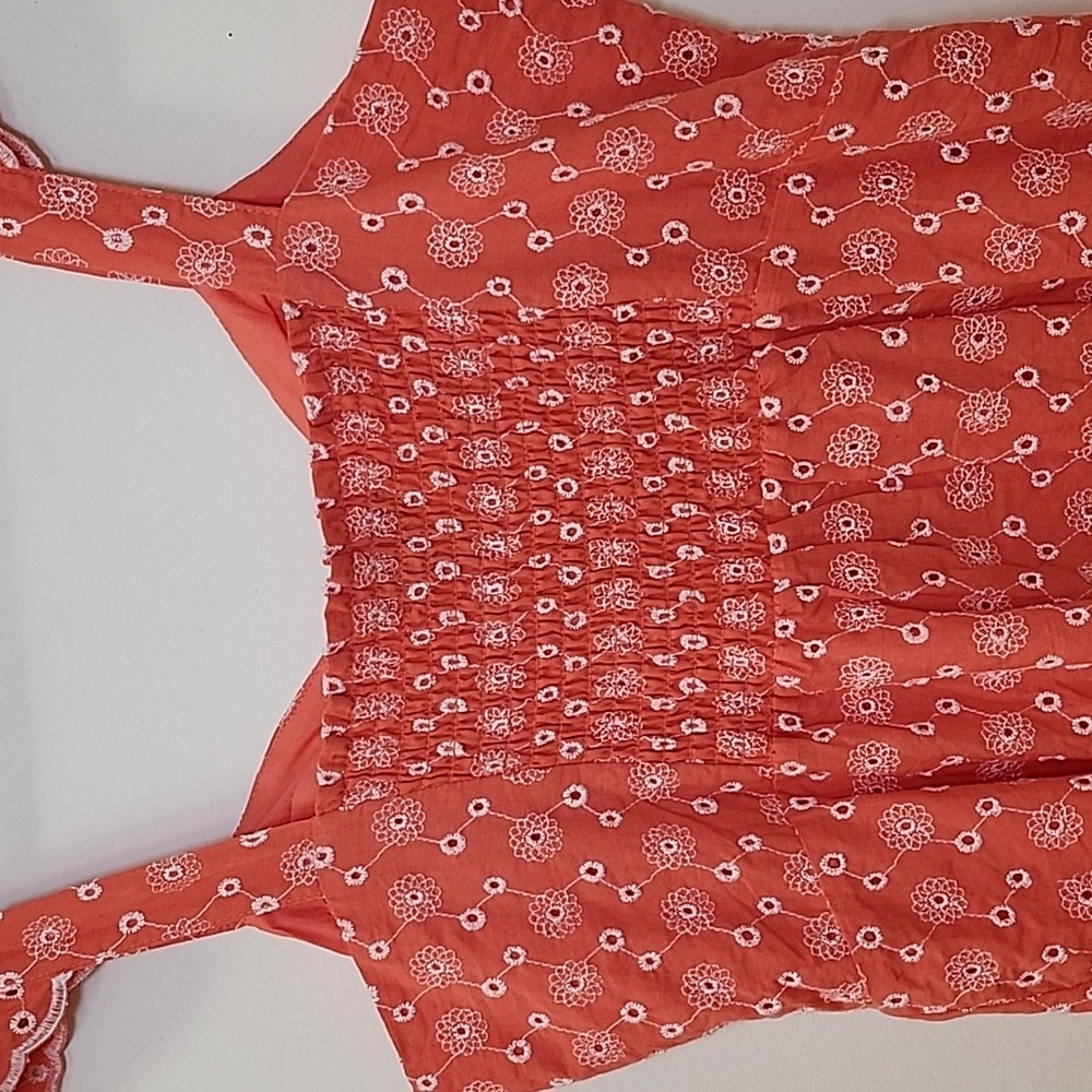 Betsey Johnson Y2K Ditsy Eyelet Bustier Coral Pink Baby Doll Dress Romantic Sz M - Picture 14 of 16